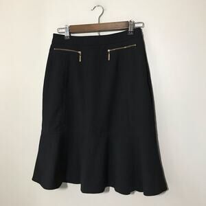 Adolfo Dominguez black pencil skirt S zipper pockets luxury staple office